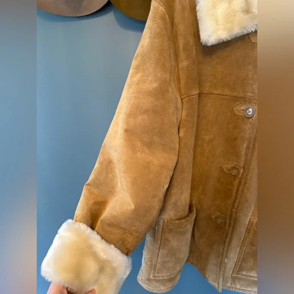 Dennis Basso vintage genuine leather suede fur lined coat sz 1X - Picture 9 of 9
